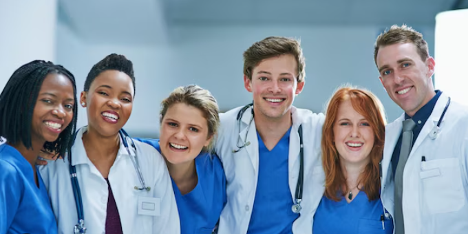 Healthcare professionals working together
